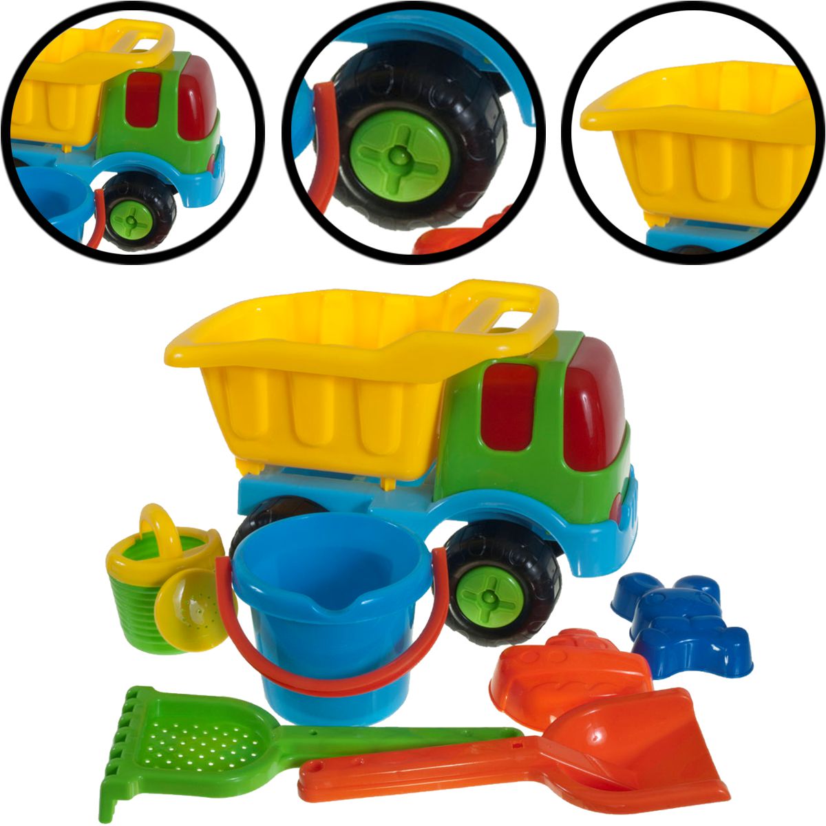 Spielzeug für Sandkasten und Strand Eimergarnitur Eimer Förmchen Wasser Mühle 