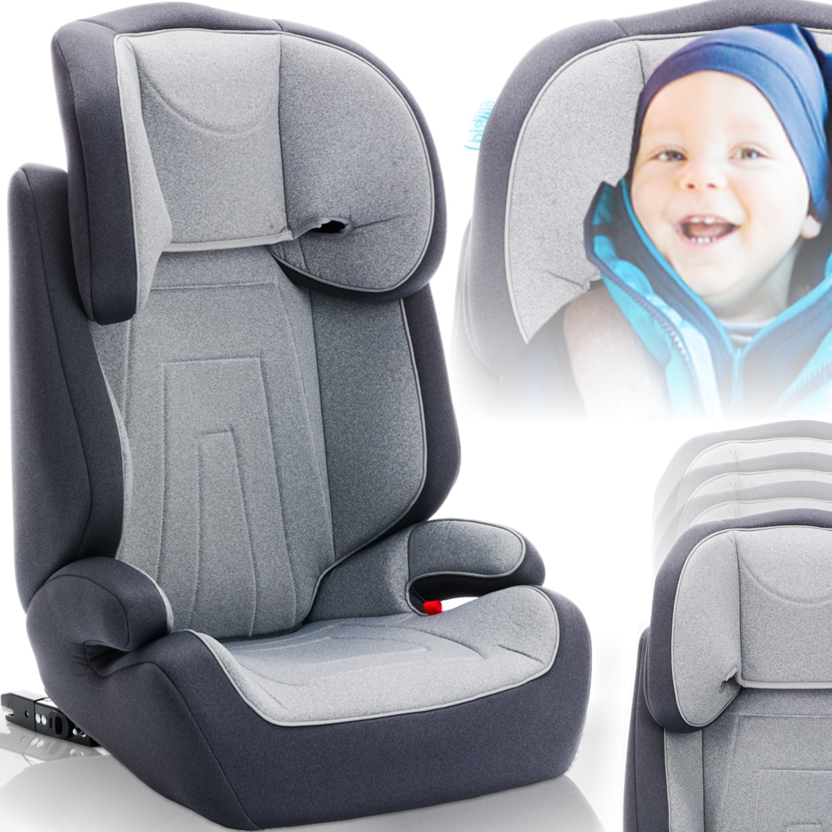 FILLIKID 2IN1 Kindersitz ISOFIX Mitwachsend Sitzerhöhung Auto Sitz Kind 15-36kg 