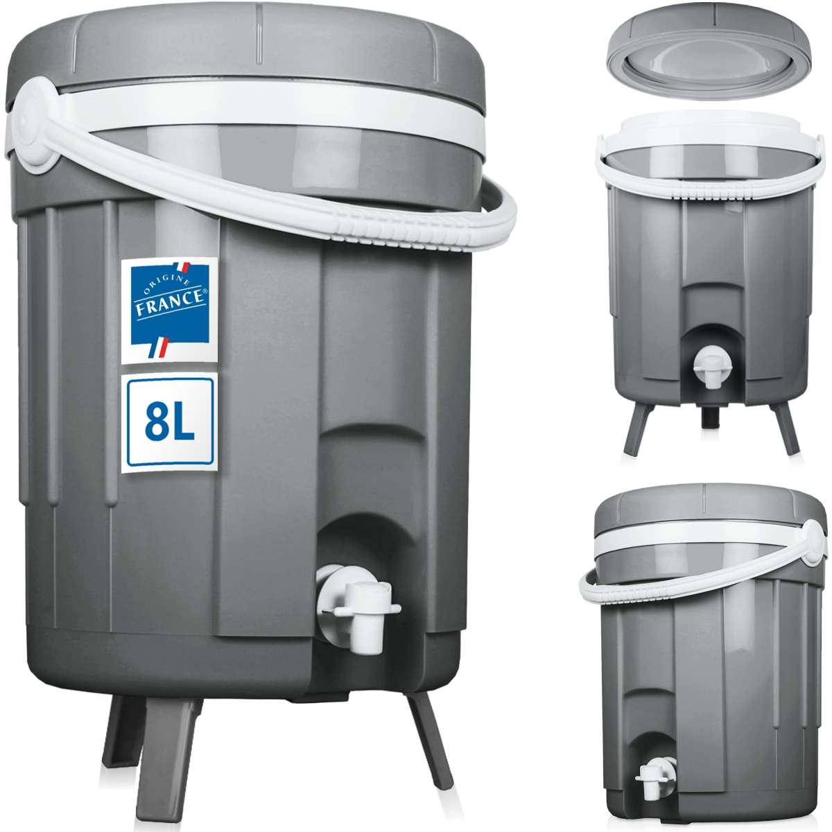 Getränkespender Zapfhahn Füße 8L Getränke Thermo Behälter isoliert Camping Sport