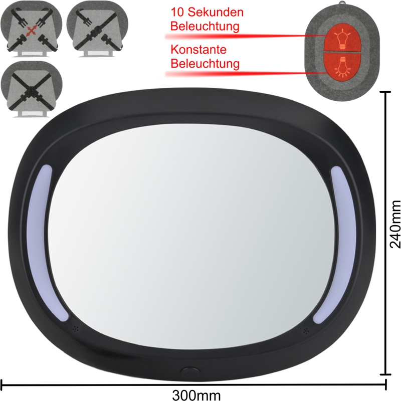 Luxus LED Auto Sicherheitsrückspiegel Baby Spiegel Rückspiegel Kindersitz Schale